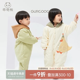 男女宝宝连帽连体衣保暖冬季 婴儿可爱洋气夹棉衣棉服外穿哈衣加厚