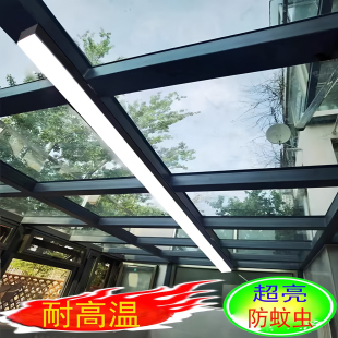 阳光房专用灯长条吸顶灯智能遥控阳台防蚊虫耐高温阻燃玻璃雨棚灯