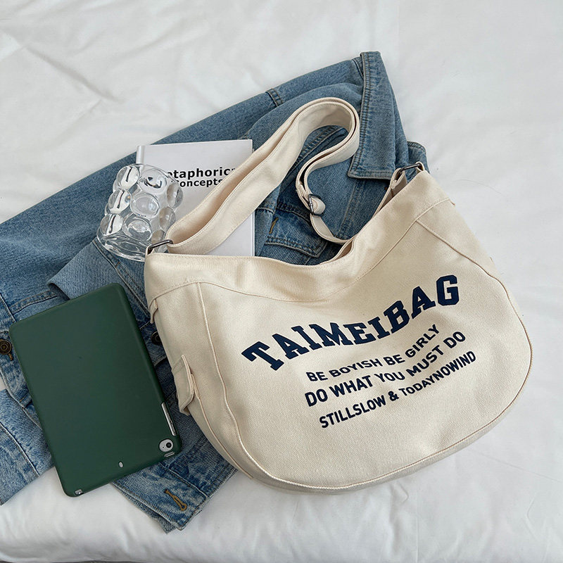 大容量帆布包女斜挎包2022新款休闲大学生上课包百搭单肩布袋包潮,箱包皮具/热销女包/男包,通用款女包,淘宝优惠券,粉丝福利购,淘宝优惠卷