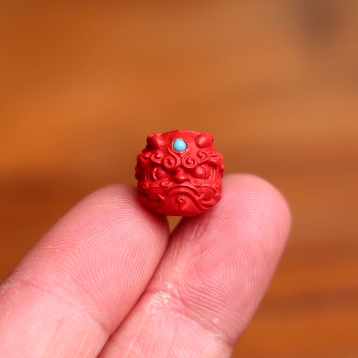 麒麟醒狮貔貅兽面朱砂背云diy珠