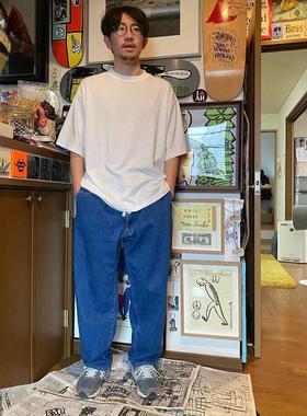 原厂独有 加藤忠幸BROCHURE  1P DENIM宽松锥形水洗复古牛仔裤