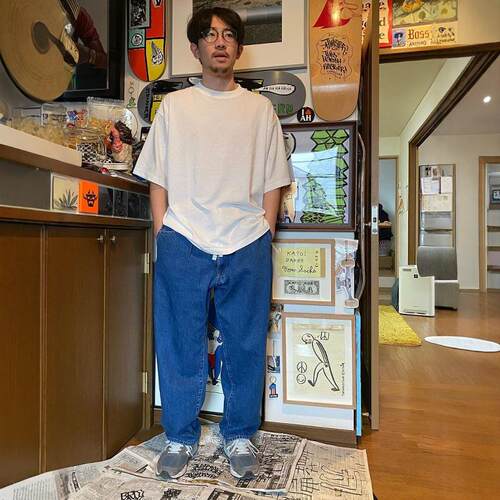 原厂独有 加藤忠幸BROCHURE  1P DENIM宽松锥形水洗复古牛仔裤