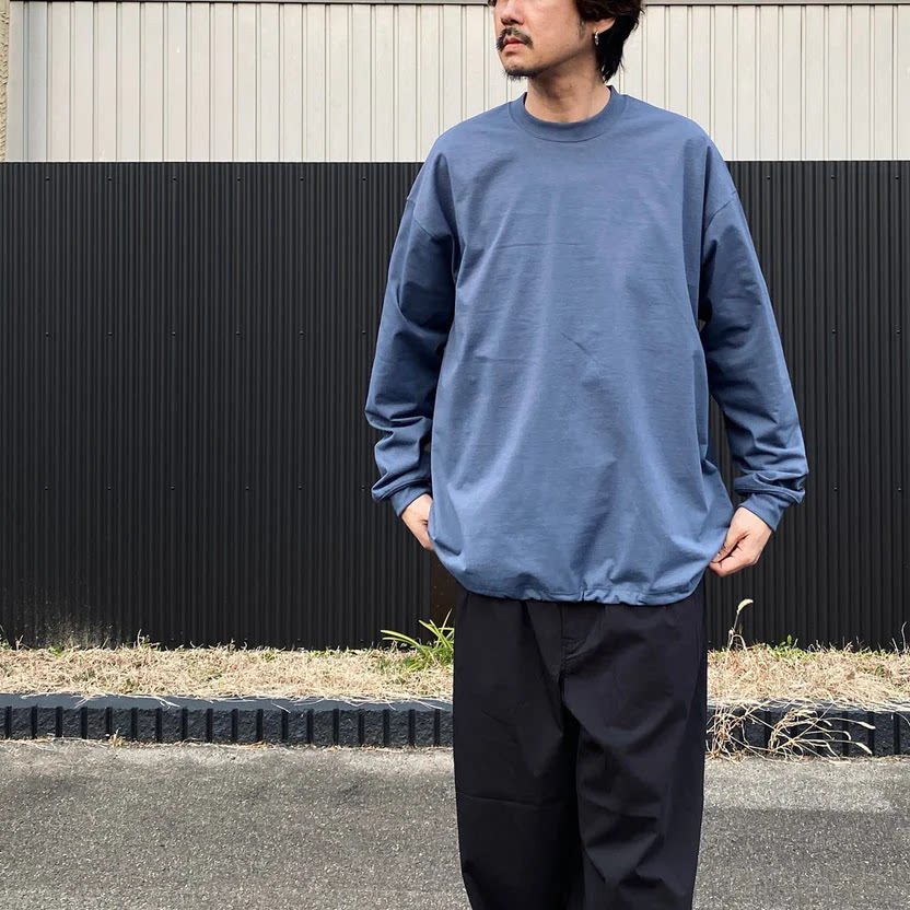 26SS DW39定番TECH DRAWSTRING运动抗皱纯色抽绳圆领长袖T恤男女