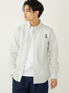 25春夏 SH1PS 泰迪熊别注纯棉牛津布条纹复古纯色白色衬衫