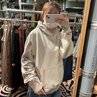 罕见KPTL 25SS平田和宏 眼睛图案手工刺绣串珠复古连帽卫衣男女