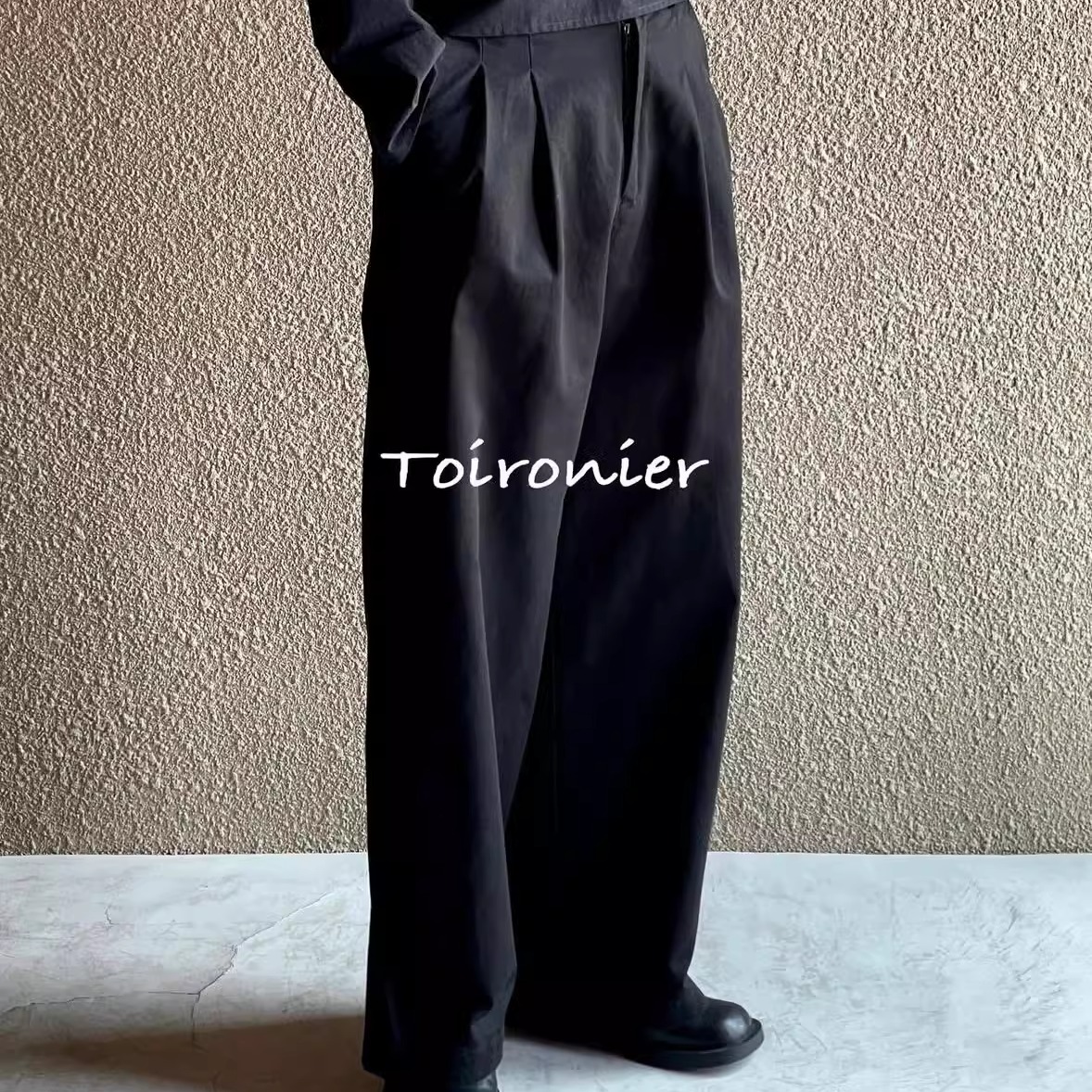 25SS小众Toironier2tuck CHINO全棉双褶皱阔腿宽松复古法式休闲裤