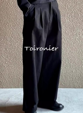 25SS小众Toironier2tuck CHINO全棉双褶皱阔腿宽松复古法式休闲裤