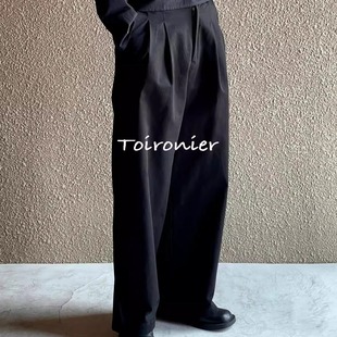 休闲裤 25SS小众Toironier2tuck CHINO全棉双褶皱阔腿宽松复古法式