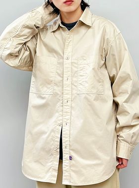 定番 紫色标 Double Pocket Field机能宽松工装两袋长袖衬衫男女