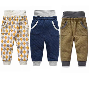 出口日本千趣童装冬季儿童棉裤加棉加厚宝宝护腰防着凉纯棉空气层