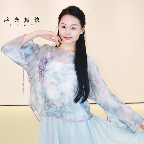 古典舞练功服女新款飘逸宽松长袖罩衫古典舞服装训练舞蹈服2025新