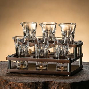 高档白酒杯分酒器套装 轻奢高档子弹杯酒盅杯架水晶一口杯专用酒具