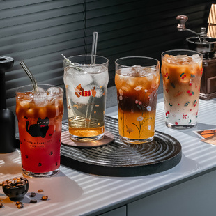 高硼硅玻璃水杯耐高温咖啡杯啤酒杯泡茶牛奶女生家用网红喝水杯子