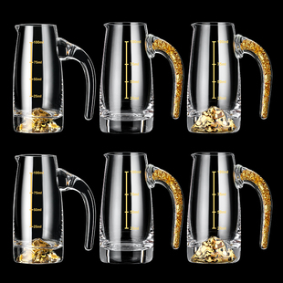 金箔金山白酒分酒器家用中式 奢华高档量酒饭店倒酒100ml玻璃酒壶