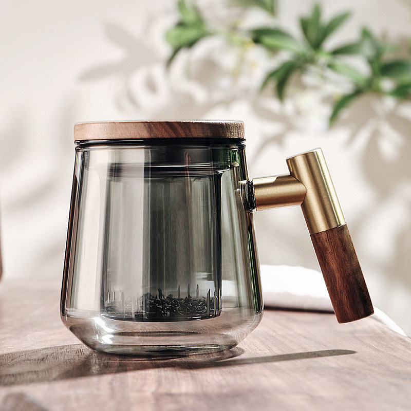 茶道杯茶水分离泡茶杯男生杯子高级感轻奢高端绿茶玻璃办公室水杯