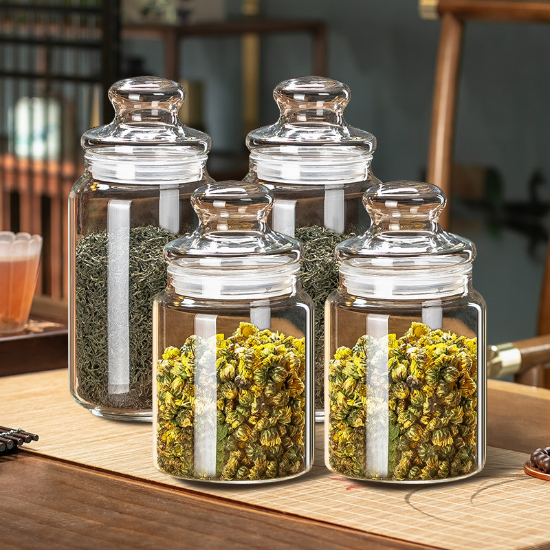 透明小号茶叶罐家用食品级密封罐便携茶罐收纳玻璃瓶带盖储物罐子