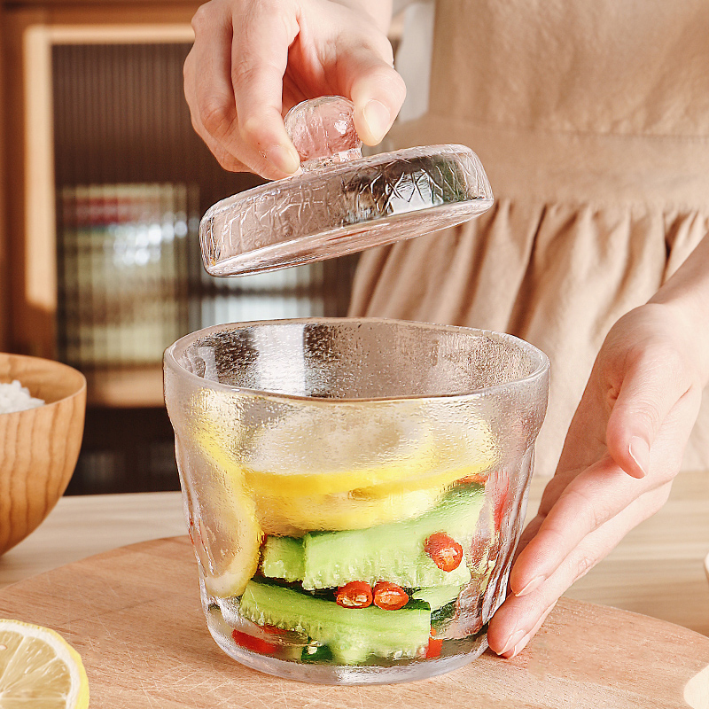 日式锤纹玻璃一夜渍泡菜坛子家用食品级腌菜缸腌黄瓜咸菜酸菜罐子