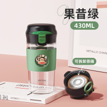 大嘴猴咖啡玻璃杯男士随行高硼硅办公室单层加厚便携带盖泡茶杯