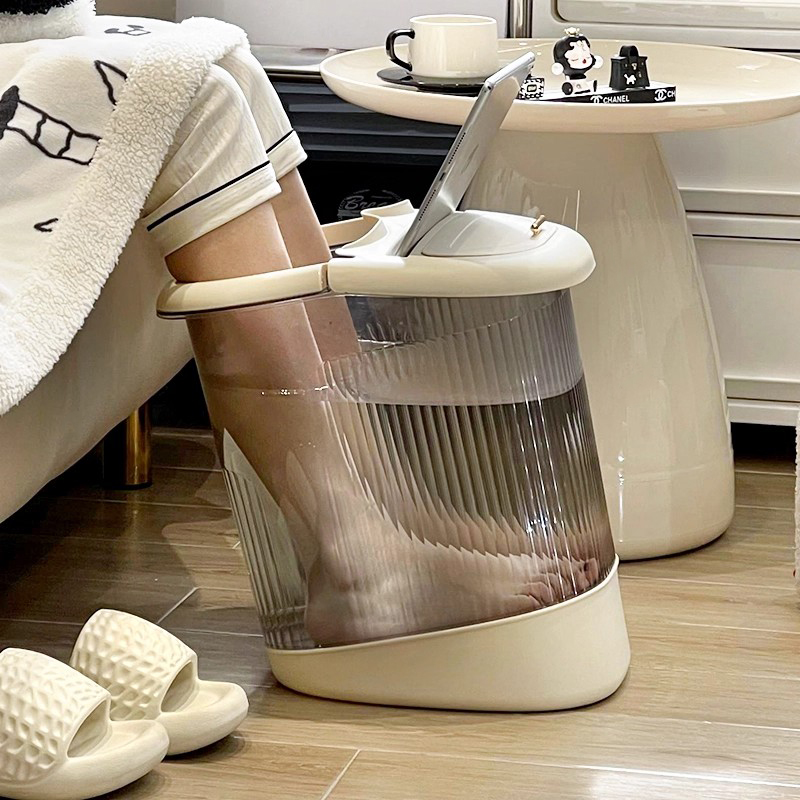 日本进口躺泡足浴桶高深泡脚桶过小腿洗脚盆养生按摩桶保温洗脚桶