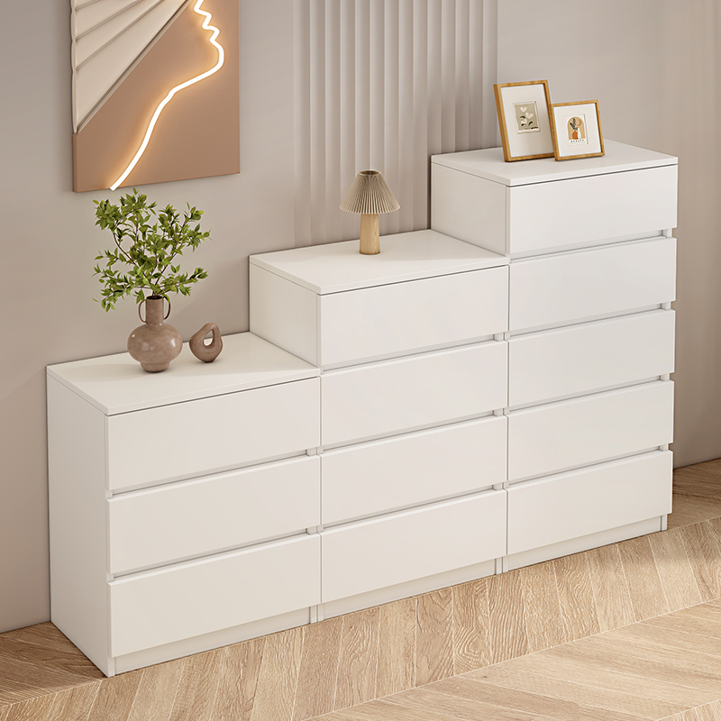 奶油风实木八斗柜卧室床尾柜储物