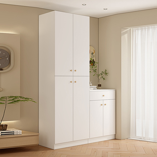 奶油新款风阳台柜储物柜洗衣机一体柜定制简约大容量防晒杂物柜子