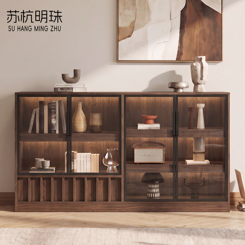 中古风实木书柜客厅卧室储物柜