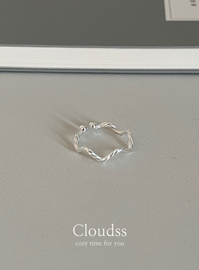 Cloudss「海浪」通体s925纯银开口食指戒指