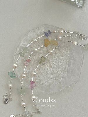 Cloudss「硬糖派对」 天然原石夏天多巴胺穿搭碎银子手链