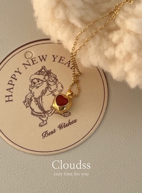 Cloudss「金苹果」通体s925纯银红玛瑙项链新年穿搭