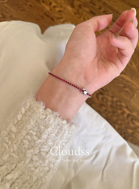 「红色弗拉明戈」新年红色饰品ruby红宝石色锆石镶嵌s925纯银手链