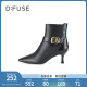 DFuse迪芙斯法式 小方头高跟短靴女细跟复古优雅踝靴子DF34116016