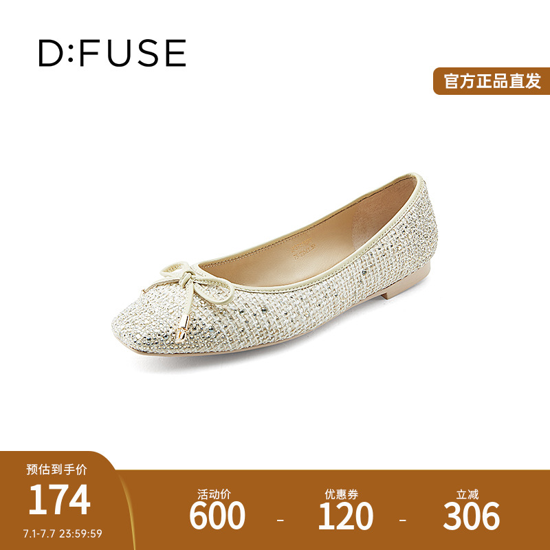 D：Fuse/迪芙斯蝴蝶结平底单鞋