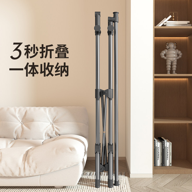 蝶缘新型落地晾衣架折叠室内家用阳台可移动不占地简易组装晒衣架