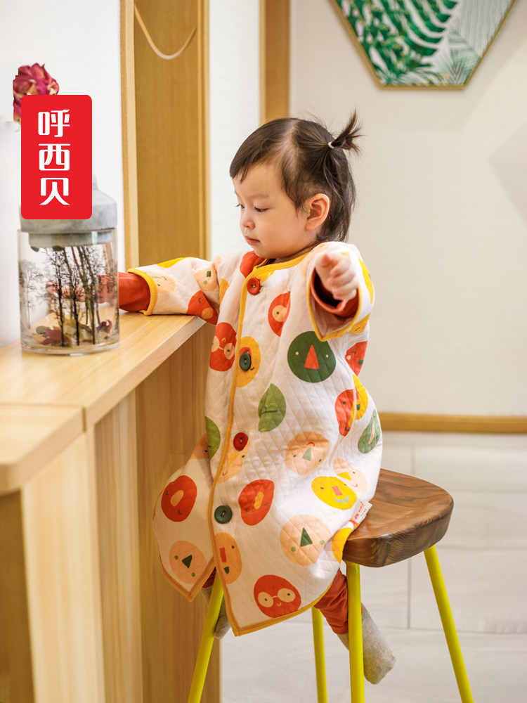 呼西贝日韩风 1-6岁儿童春秋季居家保暖睡袍 孩子薄棉款无骨睡衣