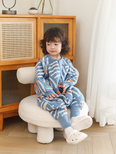 分腿新款 恒温无感棉 款 春秋季 呼西贝宝宝睡袋儿童连体睡衣防踢被