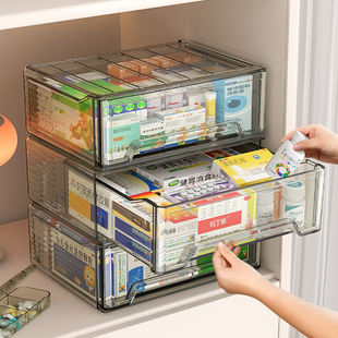 抽屉式药箱家用大容量分层医药箱透明多层药品药物分格收纳整理盒