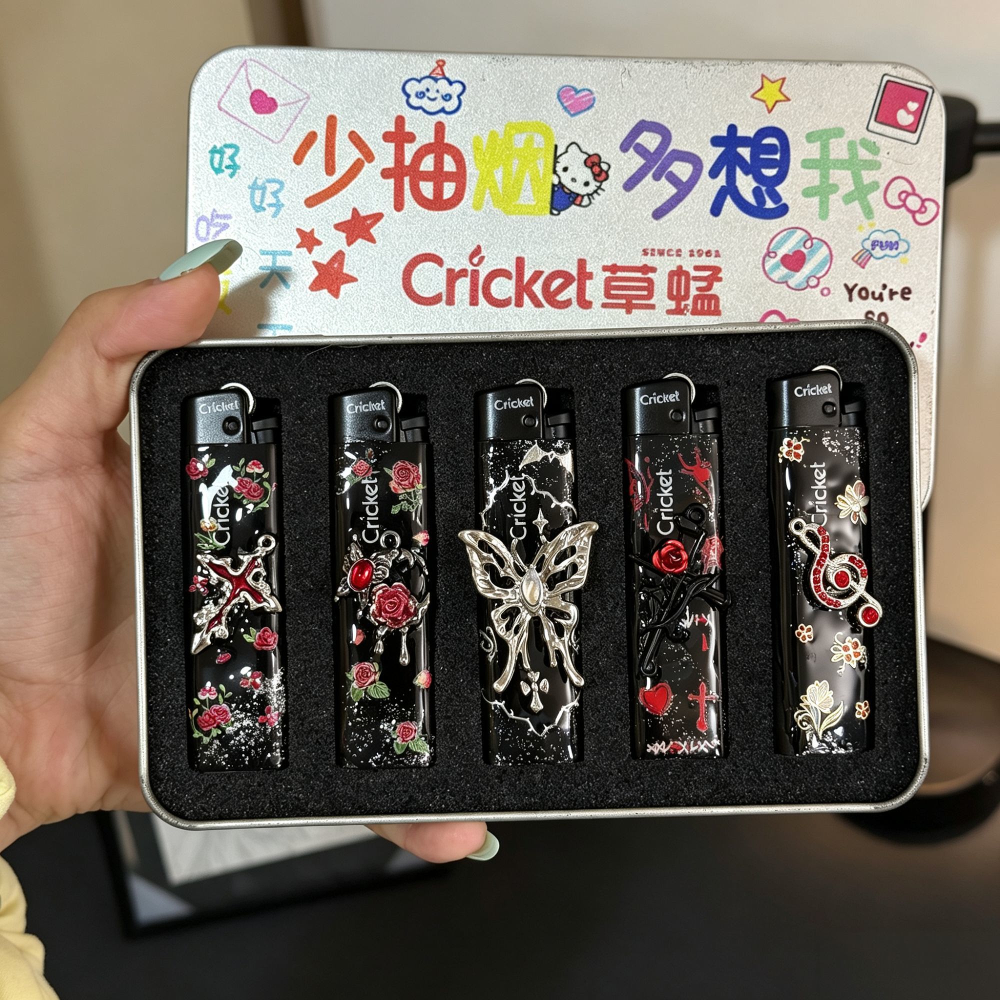 正品草蜢Cricket砂轮打火机创意手工diy一次性明火高颜值送男友