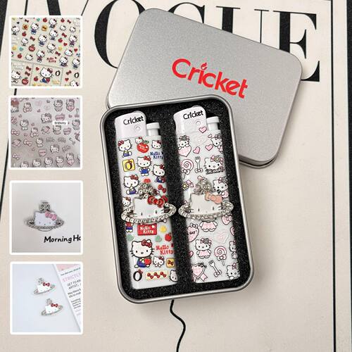 正品草蜢cricket一次性砂轮打火机创意kt猫手工diy高颜值耐用防爆