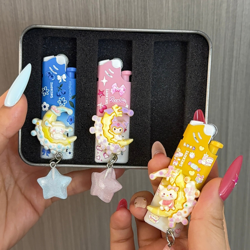 hellokitty凯蒂猫库洛米砂轮打火机创意手工diy一次性明火高颜值