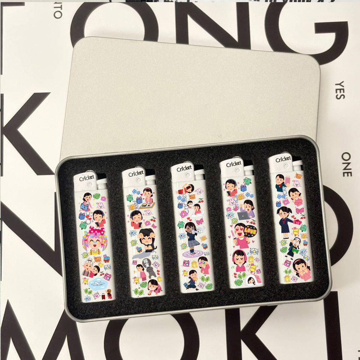 Cricket草蜢砂轮打火机创意萌系少女一次性明火耐用防爆高颜值潮