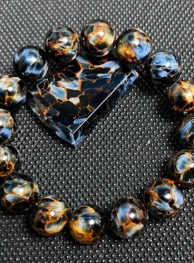 彼得石手链猫眼石手串男女深蓝色猫眼暴风雨宝石地球纹小红书同款