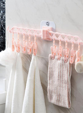 创意折叠衣架阳台壁挂衣架夹袜子夹内衣夹折叠挂衣架多功能夹子