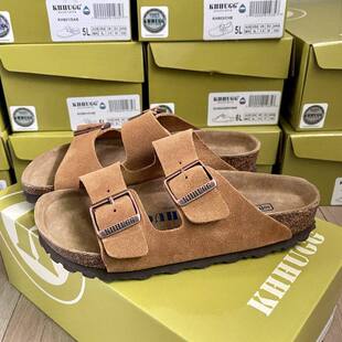 勃肯拖鞋女外穿二字凉鞋夏季情侣款男真皮双扣二杠厚底桑坡KHHUGG