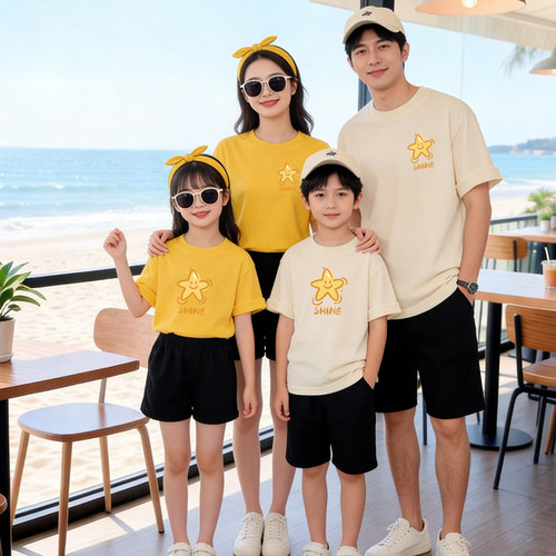 海边度假亲子短袖T恤全家装