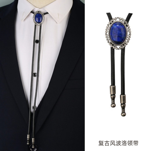 美式西部复古风bolo tie宝石波洛领带男士项链衬衫领结领绳配饰