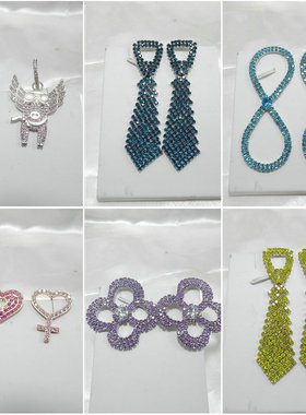 尾货库存夸张镶钻锆石耳钉花朵领带不对称小动物耳环耳饰品511007