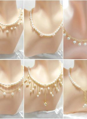 天然珍珠项链纯手工制作绕线天然石14K包金流苏不对称锁骨链46403