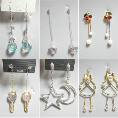 三件包邮s925银针耳环微镶长流苏