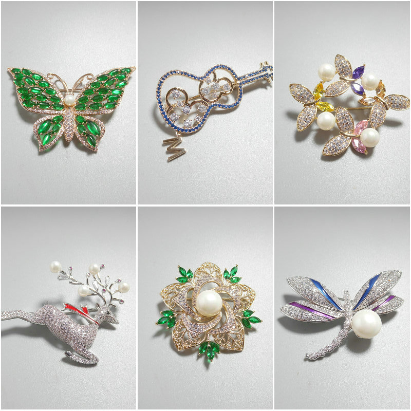 三件包邮胸针女奢华鹿东大门微镶