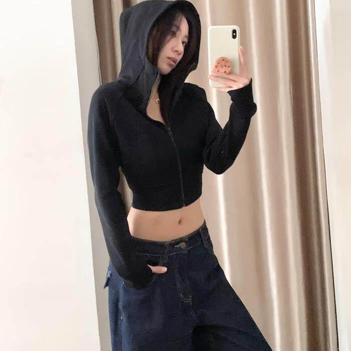 lulu短款露脐修身加绒连帽卫衣外套健身瑜伽休闲保暖辣妹上衣女春,女装/女士精品,卫衣/绒衫,淘宝优惠券,粉丝福利购,淘宝优惠卷